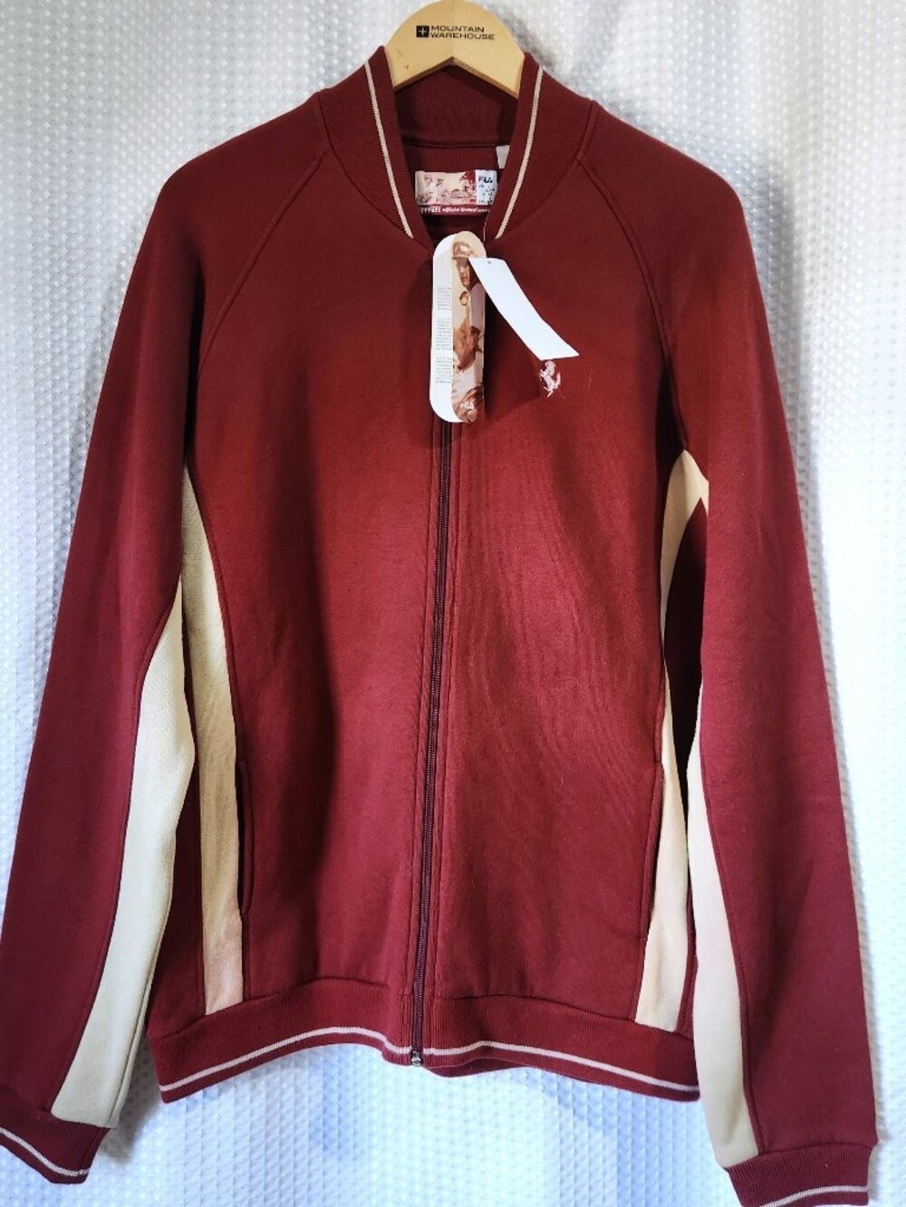 Fila Ferrari Mens Size L Vintage F1 Track Jacket Maroon Cotton NWT